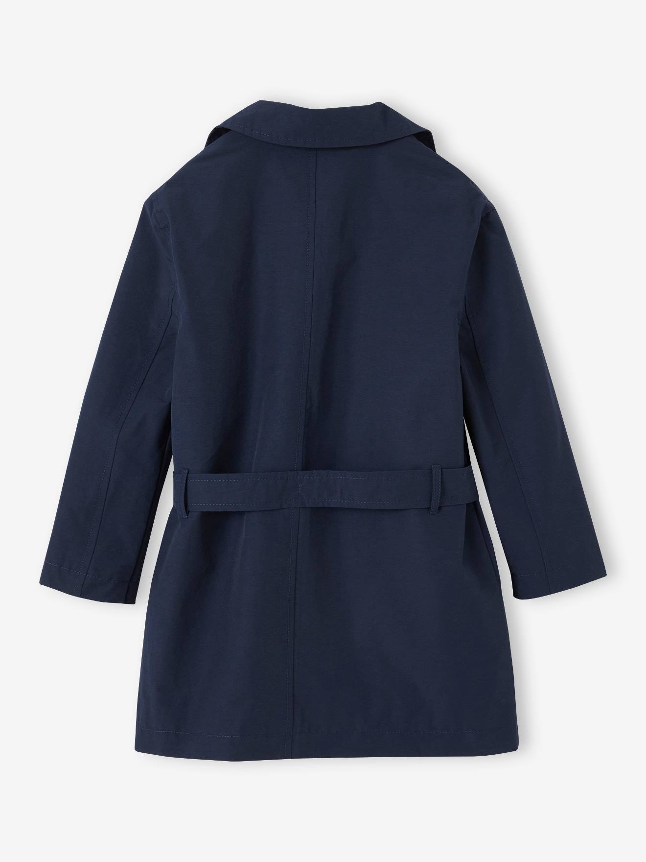 Girls navy trench coat shop