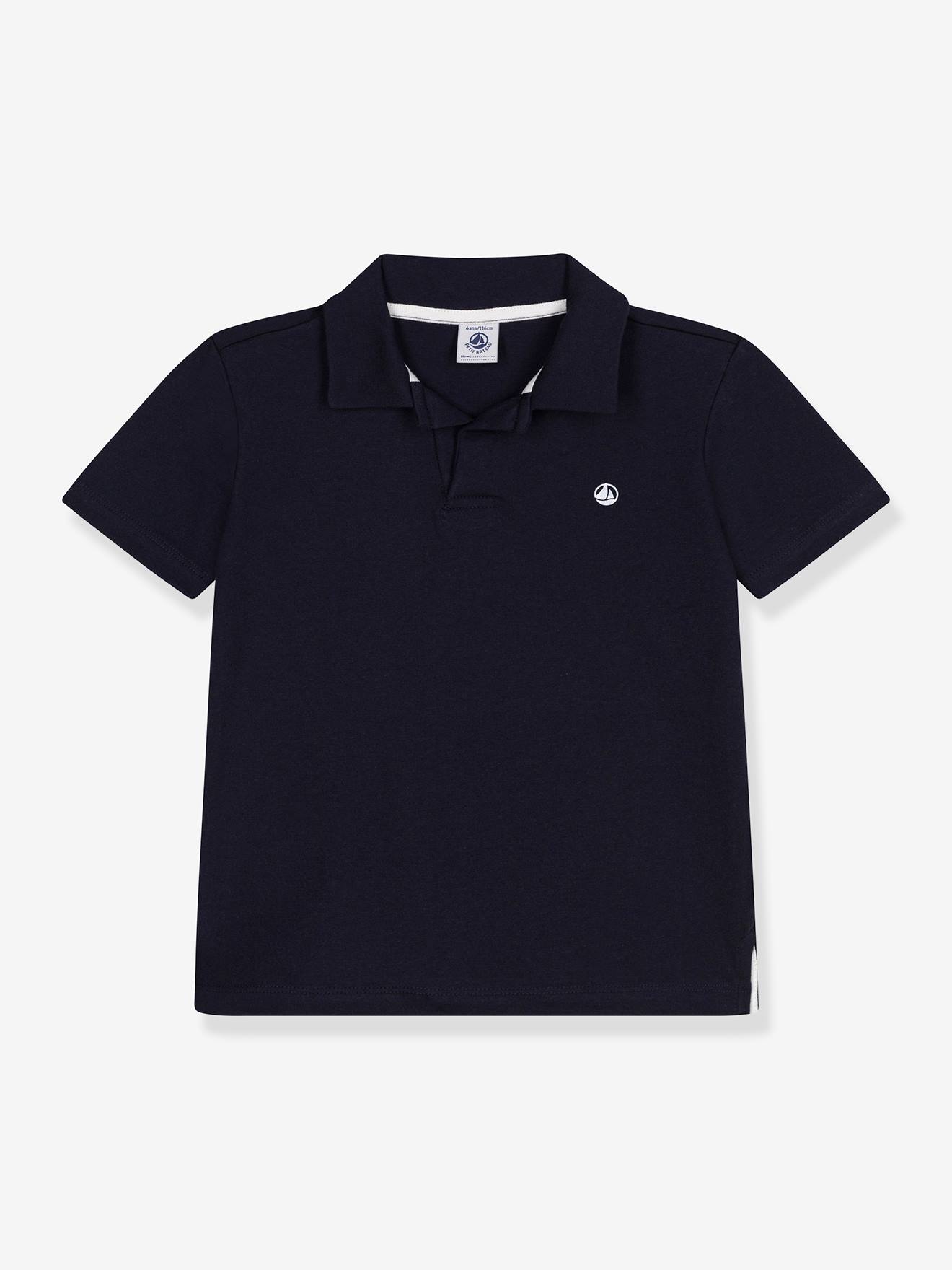 Short Sleeve Polo Shirt for Boys, by PETIT BATEAU navy blue