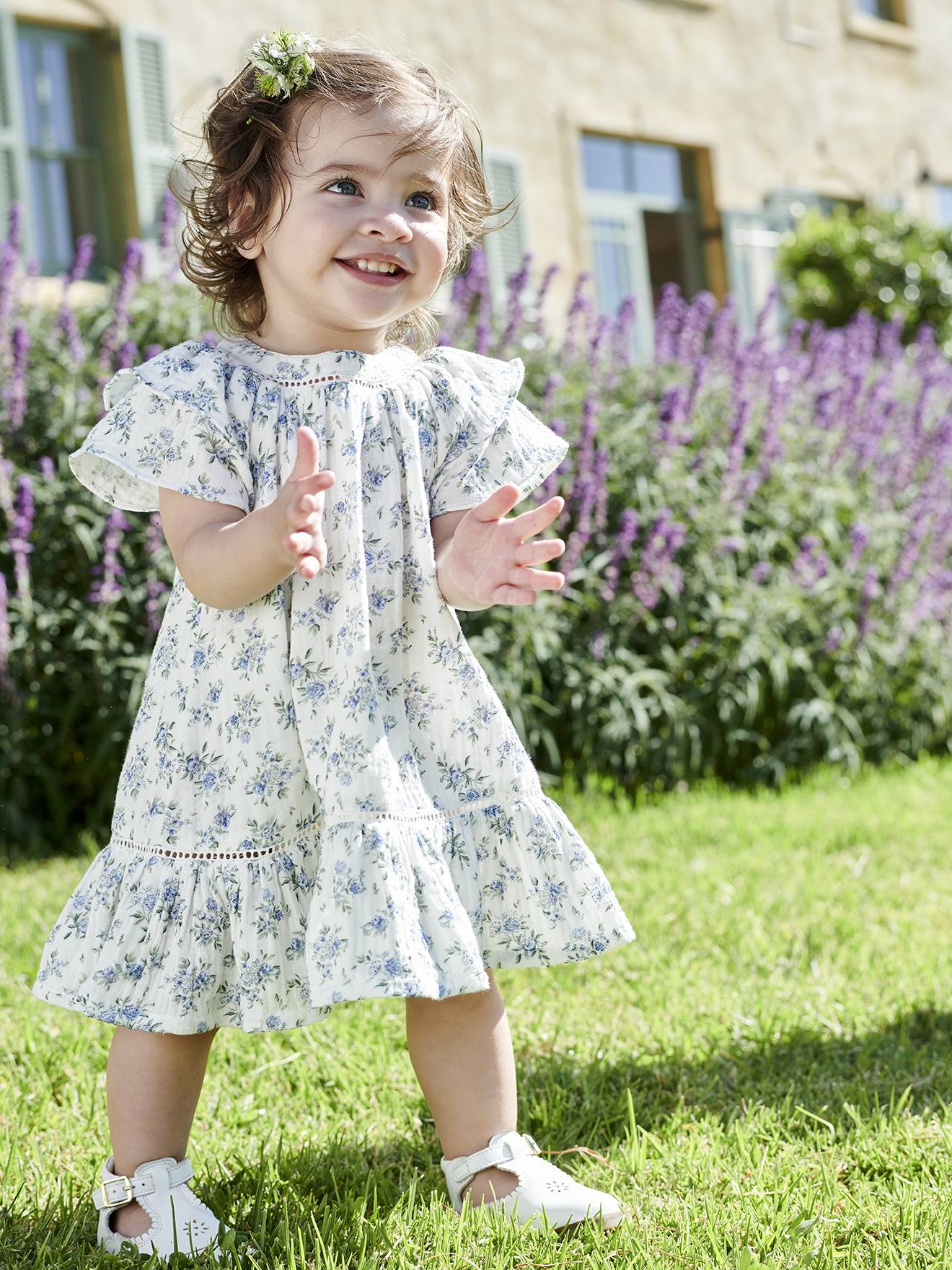 Floral Occasion Wear Dress in Cotton Gauze