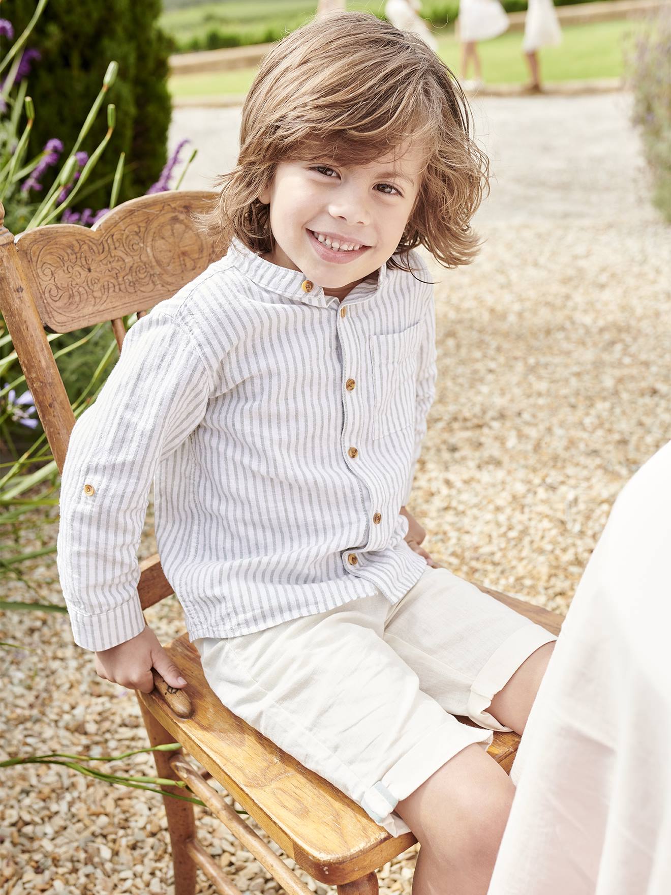 Bermuda Shorts in Cotton Linen for Boys beige Boys Vertbaudet