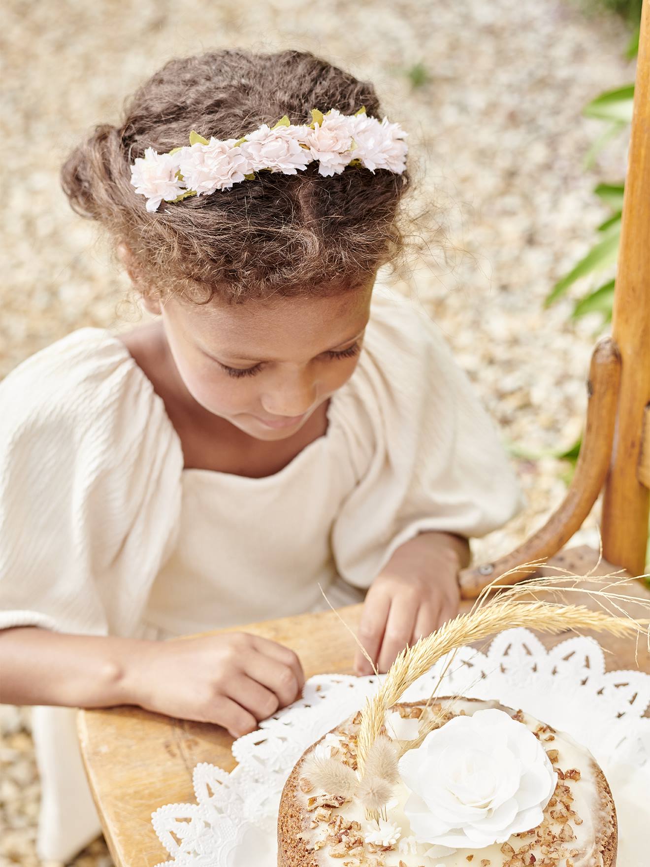 Nude & Golden Floral Crown Wreath