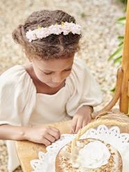 Nude & Golden Floral Crown Wreath for Girls