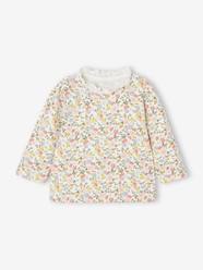 Baby-Jumpers, Cardigans & Sweaters-Floral Sweatshirt with Lace Collar for Newborn Babies