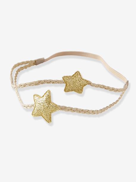 Double-Braided Headband with 2 Stars Gold / stars 