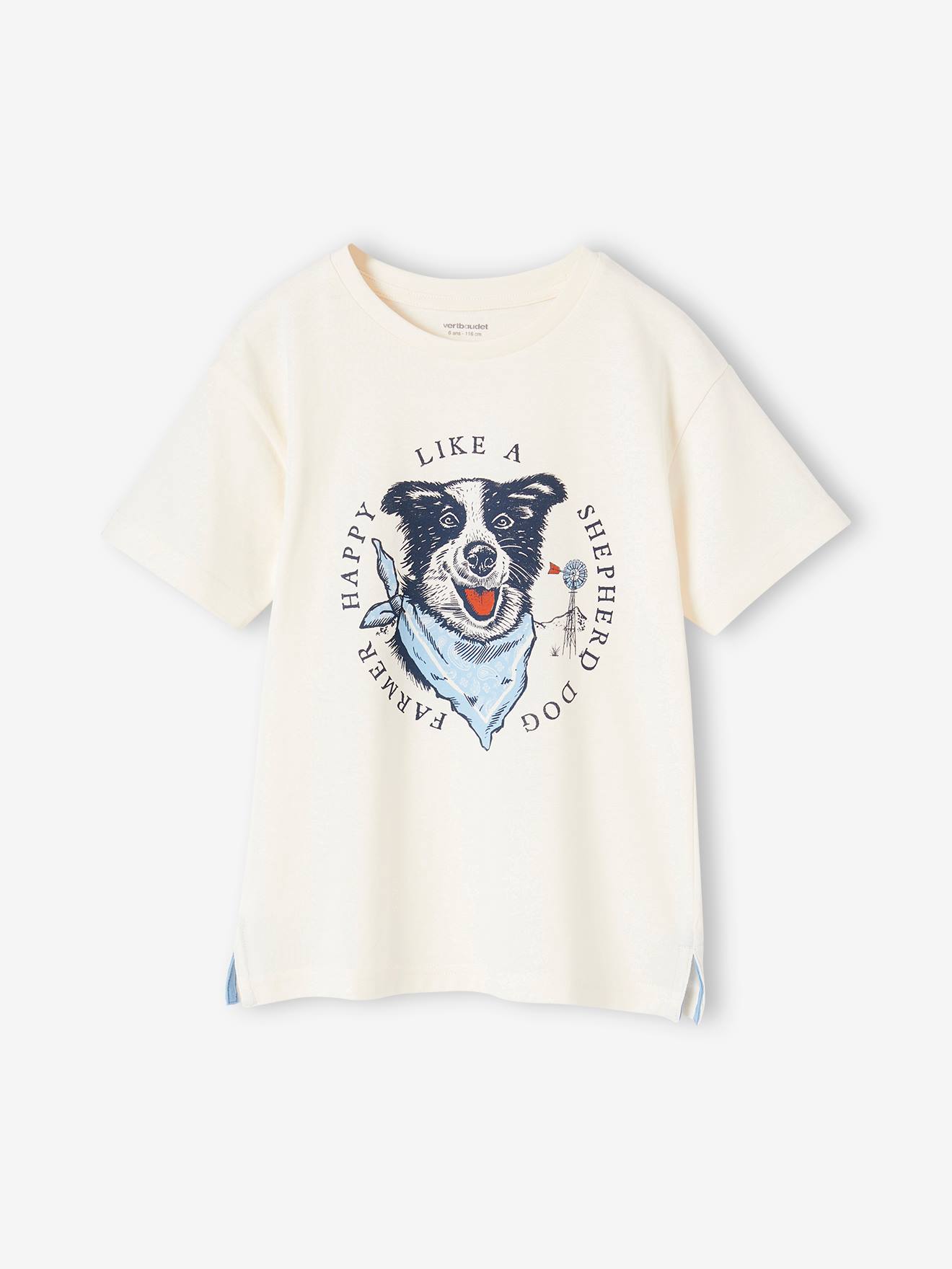 T-Shirt with Dog Motif