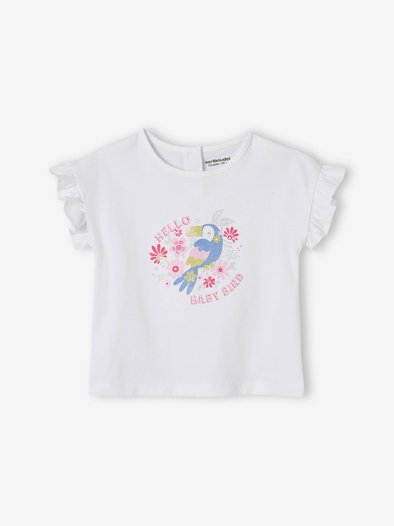 Toucan T-Shirt with Ruffles on the Sleeves, for Babies ecru