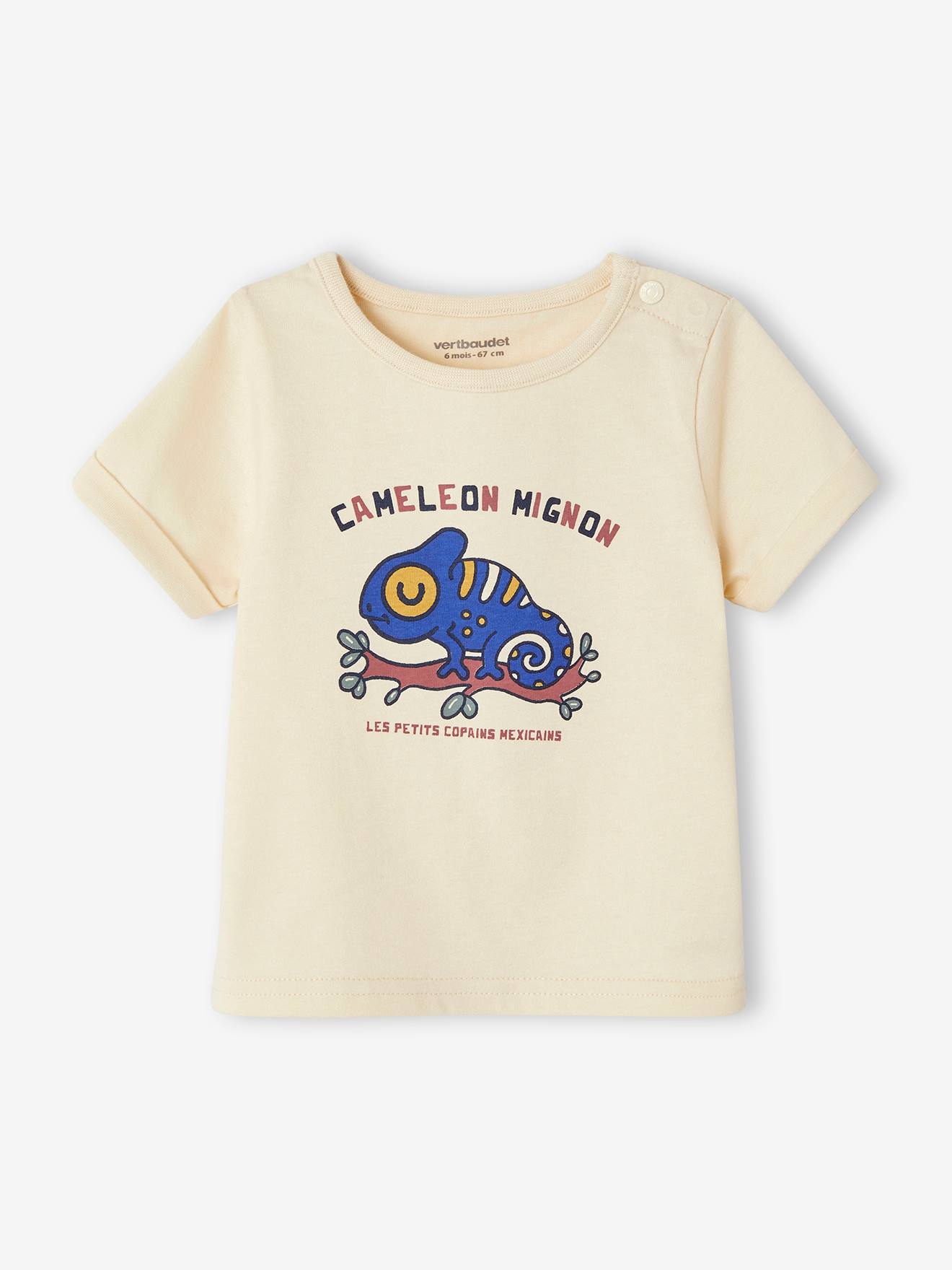 Short Sleeve Chameleon T-Shirt for Babies ecru