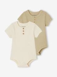 Baby-Pack of 2 Bodysuits in Honeycomb Knit, Organic Cotton, for Newborns