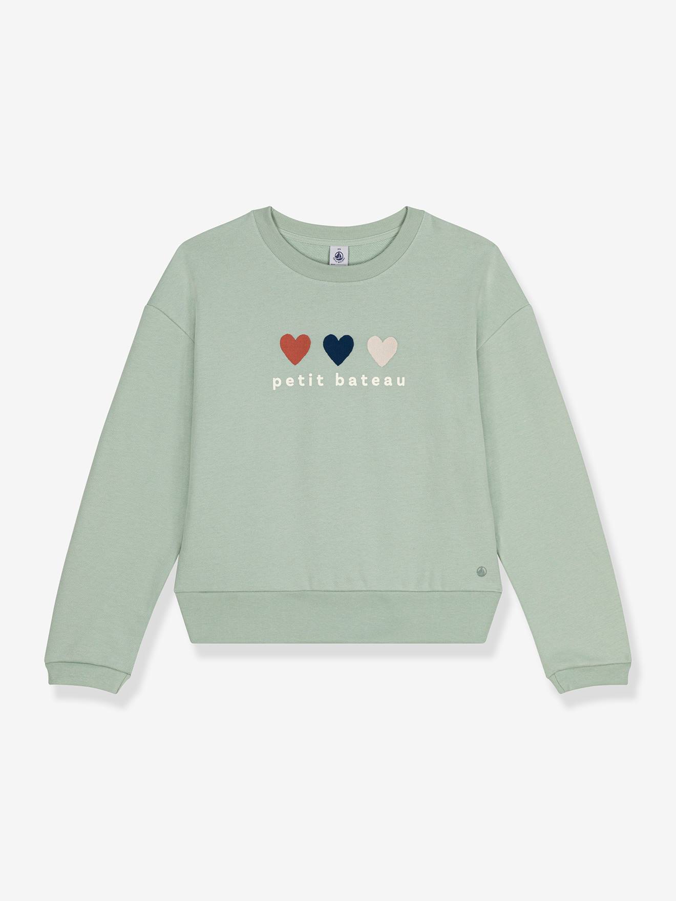 Heart Sweatshirt for Girls by PETIT BATEAU green