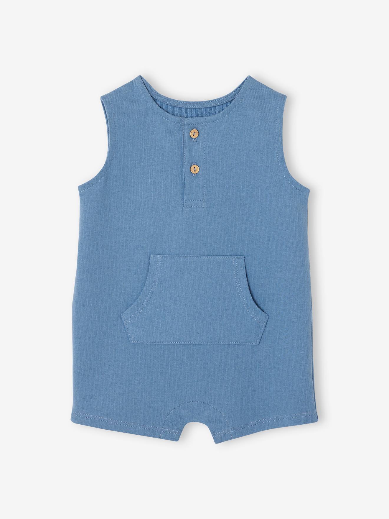 Fleece Playsuit for Babies blue