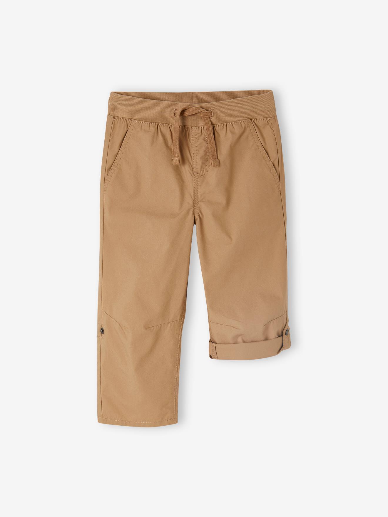 Cropped Lightweight Trousers Convert into Bermuda Shorts, for Boys beige