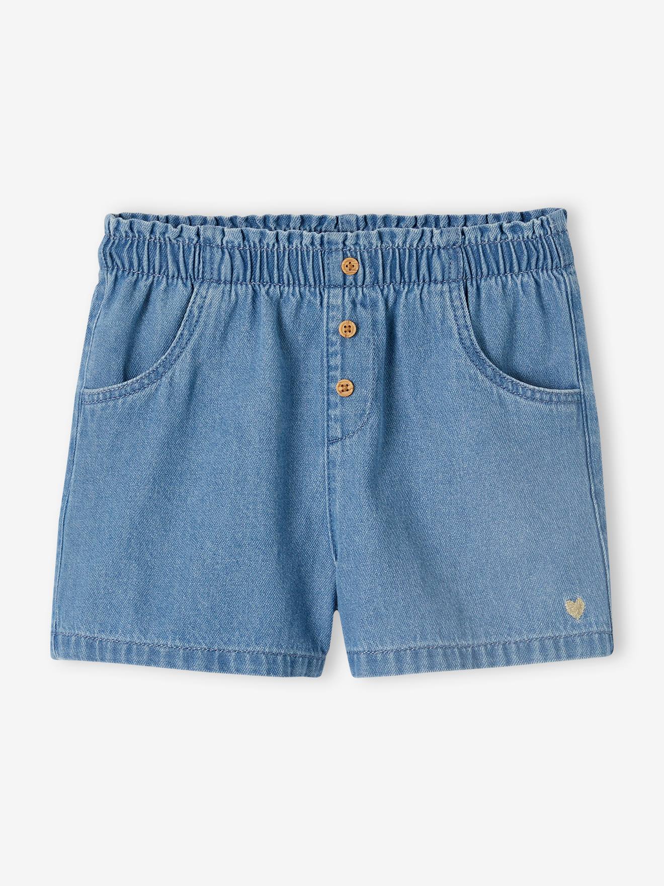 Easy-to-Put-On Light Denim Shorts