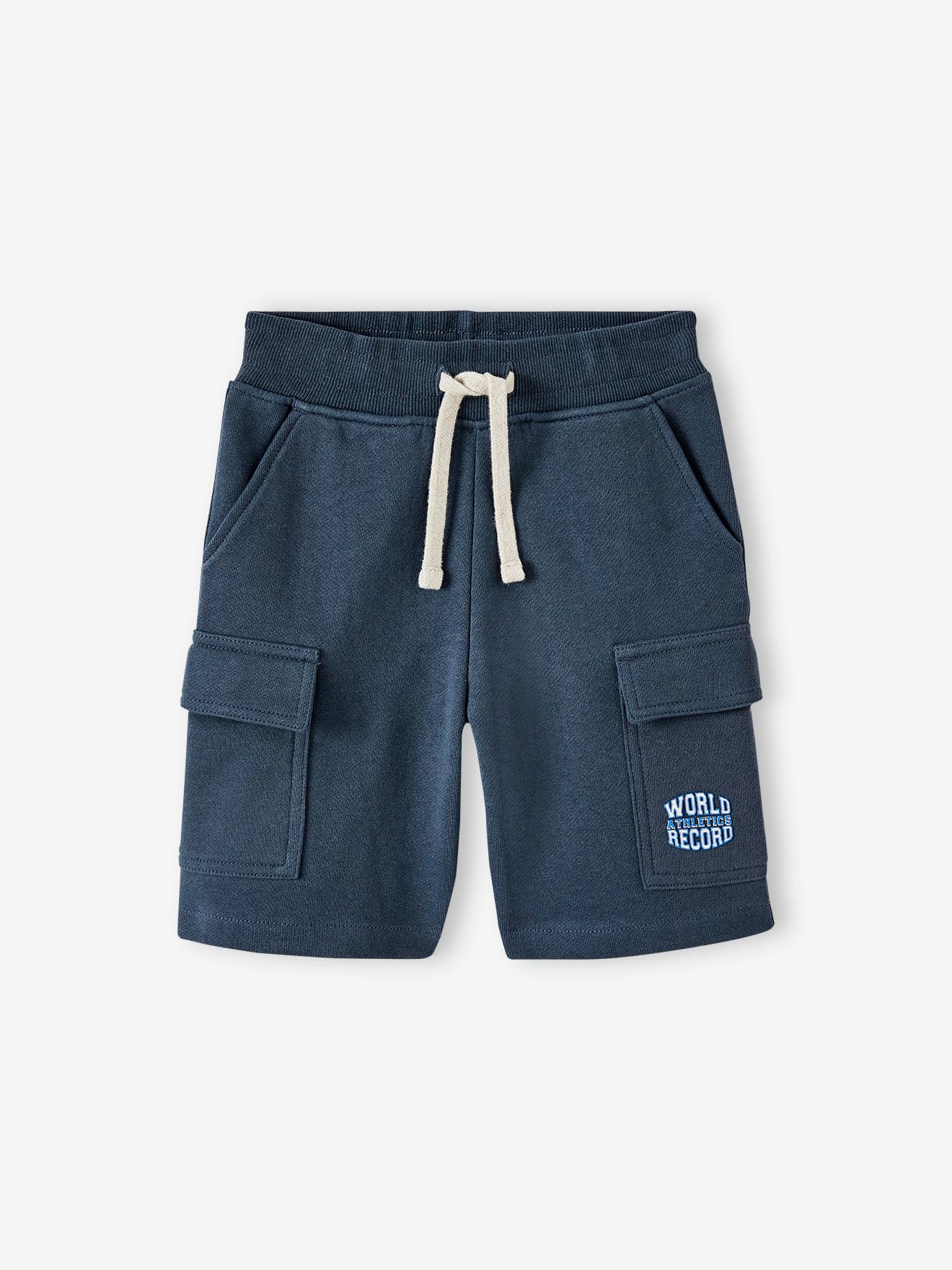 Cargo-Style Sports Shorts for Boys navy blue