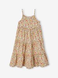 -Long Strappy Dress in Cotton Gauze, for Girls