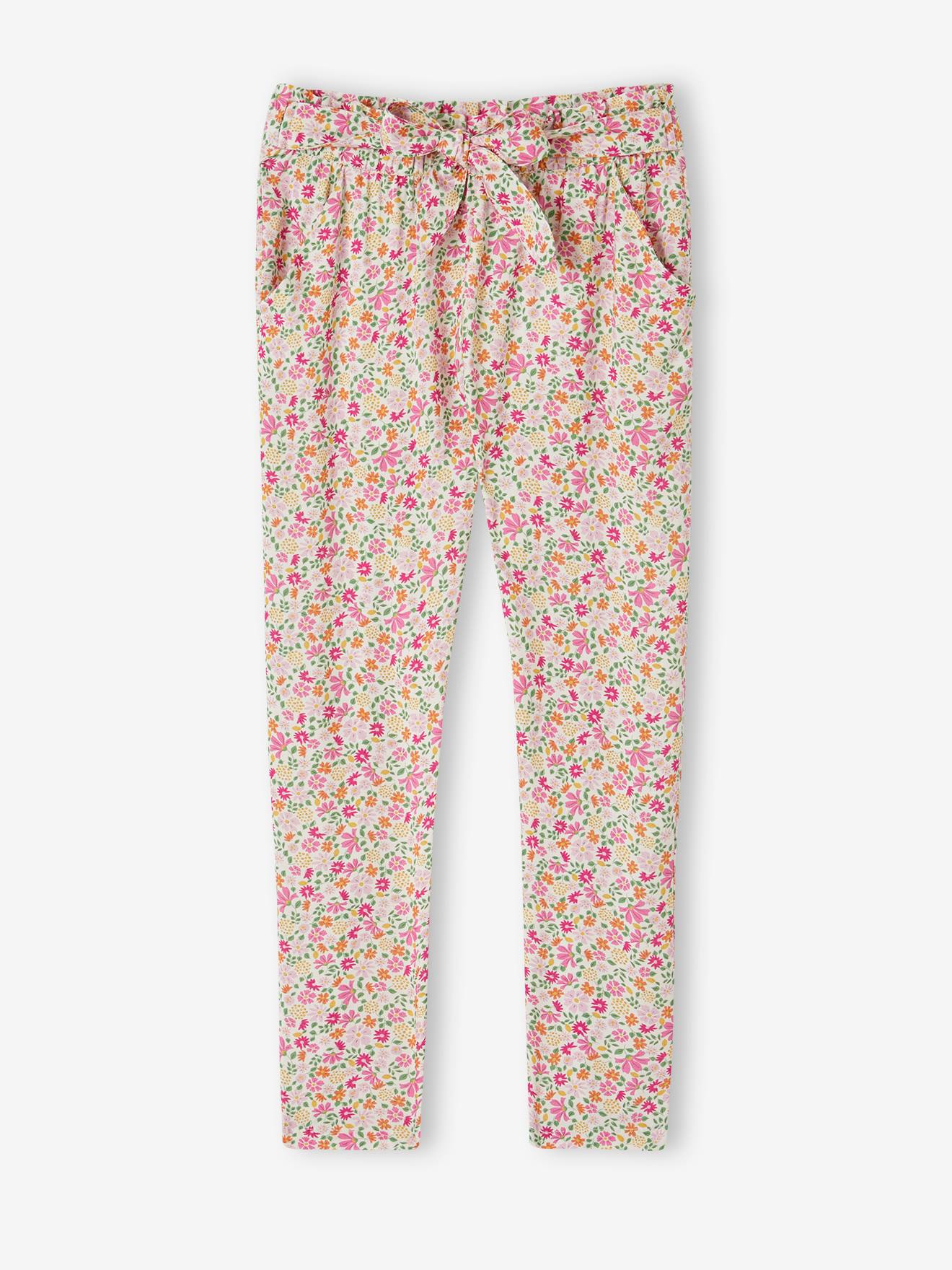 Fluid Cropped Trousers with Floral Print