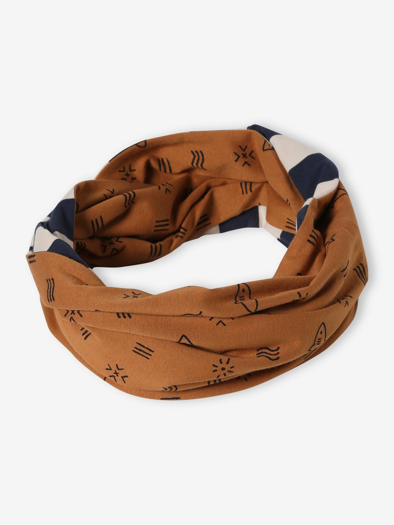 Reversible Infinity Scarf for Boys, Rock/Marl cappuccino