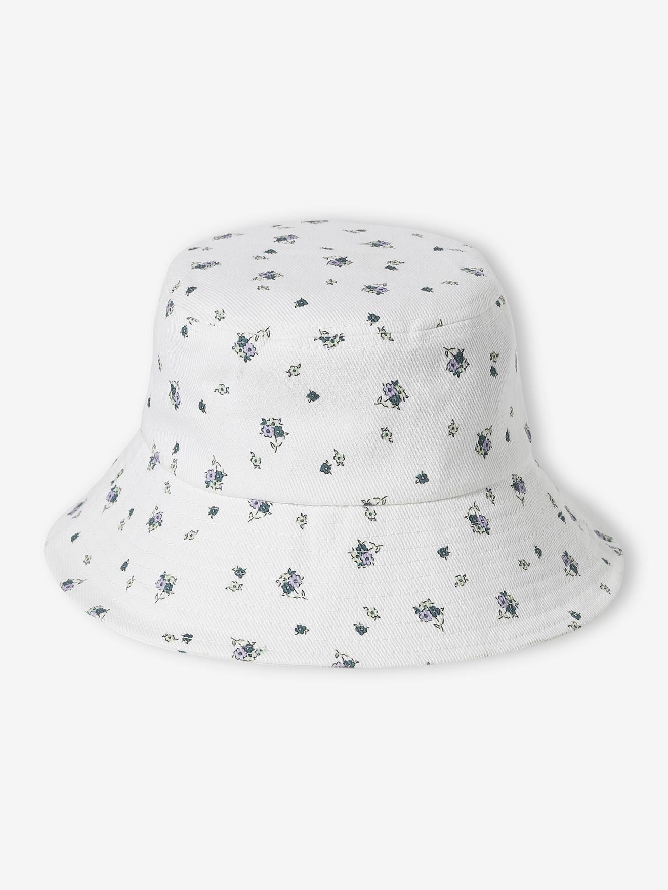 Floral Capeline-Style Bucket Hat for Girls ecru