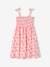 Smocked Dress with Straps for Girls ecru+rose+tangerine 