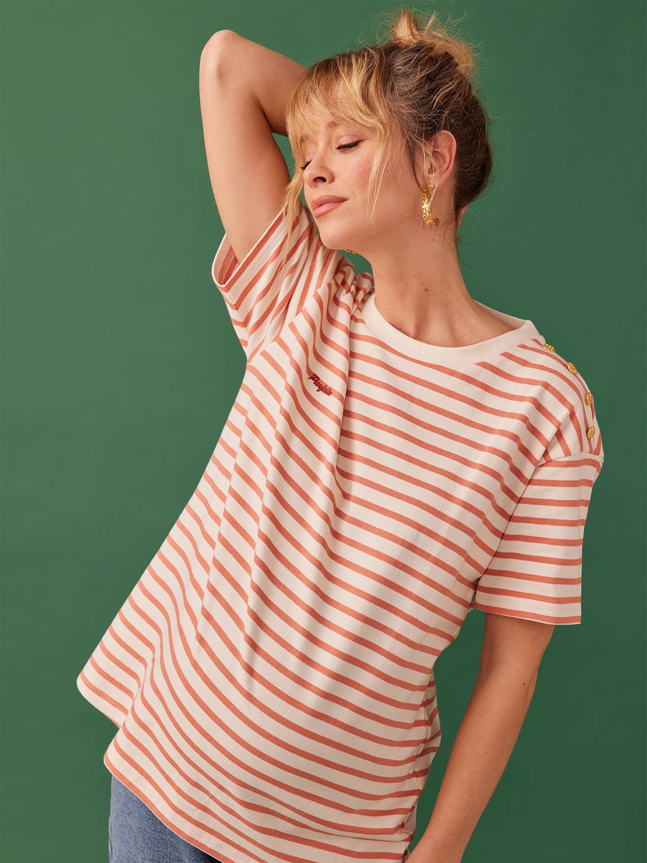 Striped Organic Cotton T-Shirt for Maternity