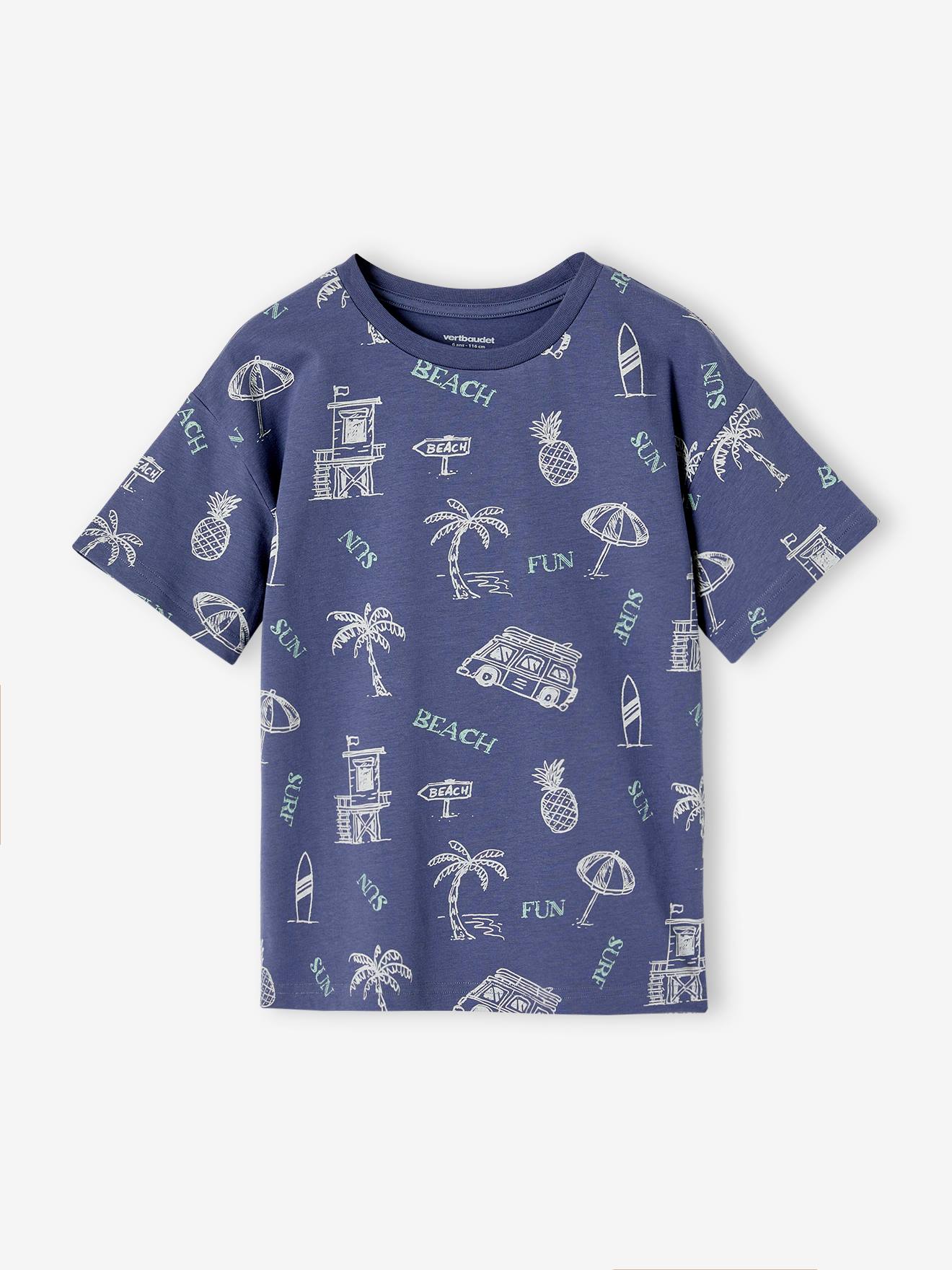 T-Shirt with Graphic Holiday Motifs for Boys slate blue