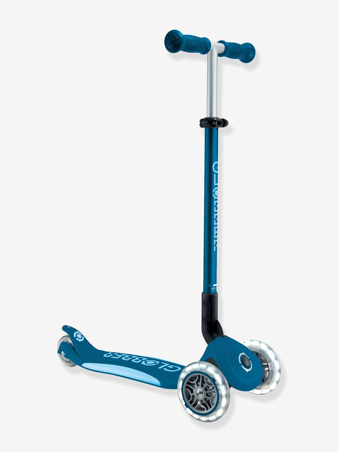 Primo Foldable Lights 3-Wheel Scooter - GLOBBER petrol blue