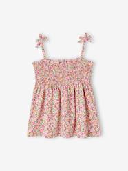 Girls-Smocked Floral Print Top, for Girls