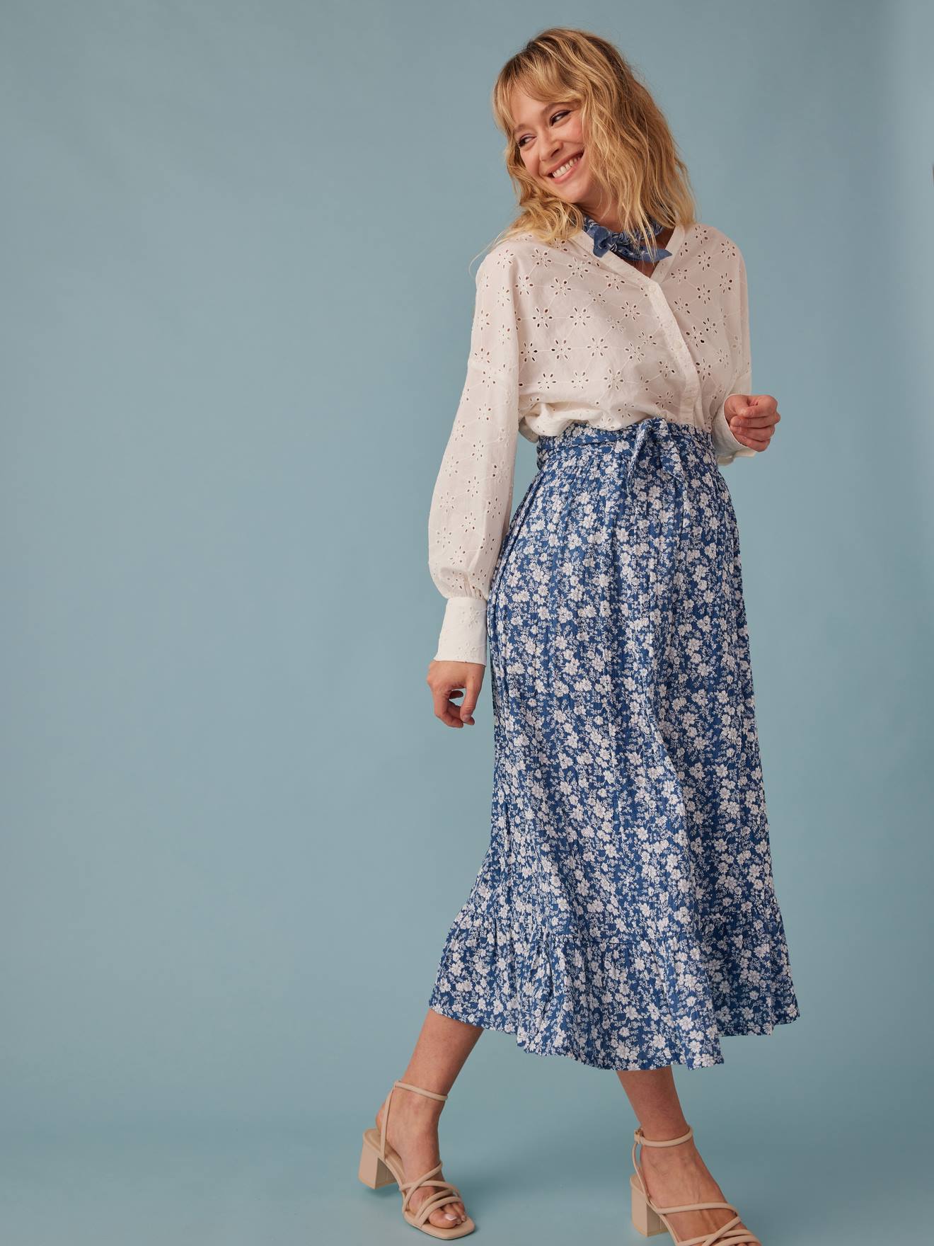 Wrap Skirt with Ruffle for Maternity