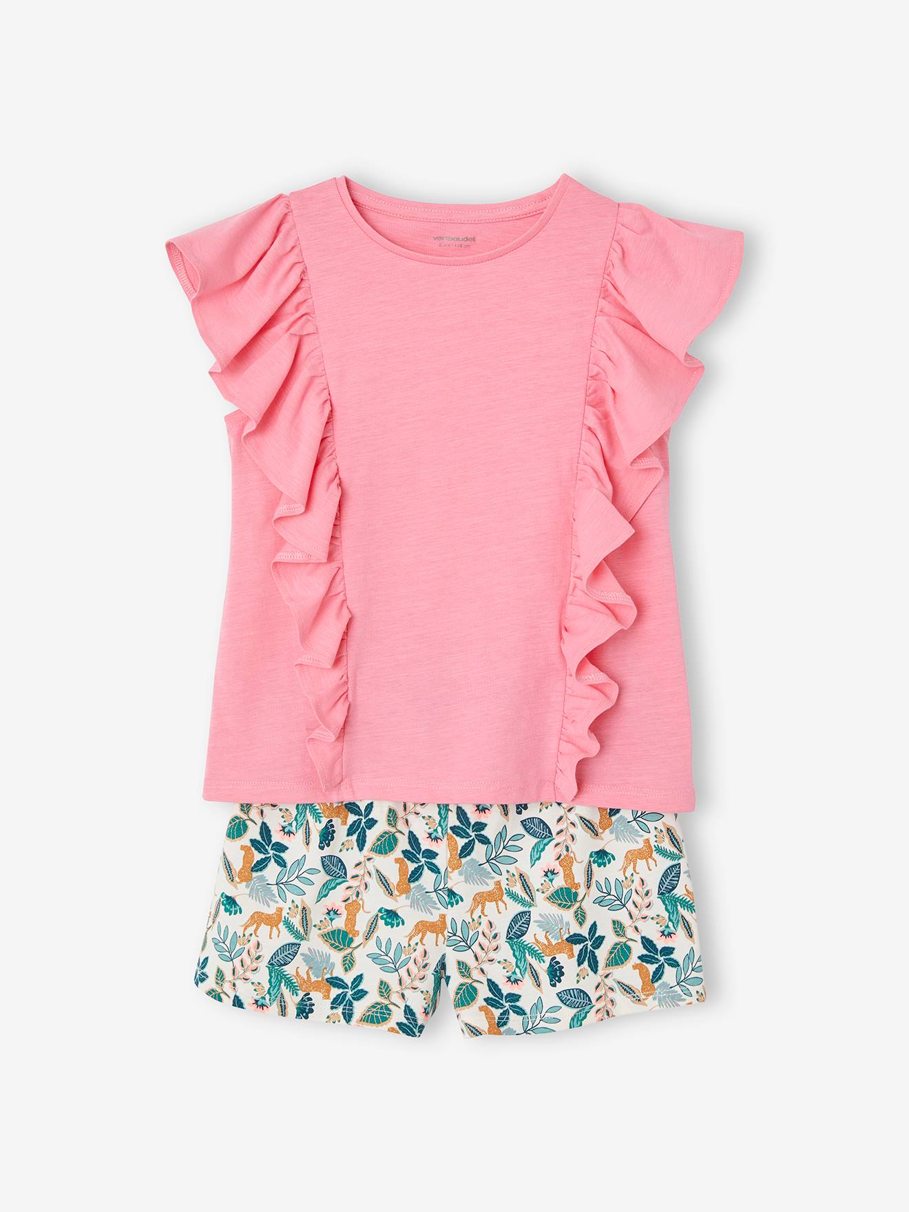 T-Shirt + Shorts Combo for Girls rose