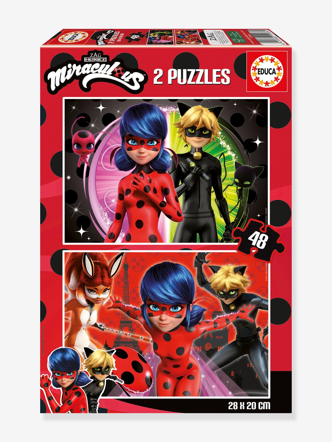 Two 48-Piece Puzzles, Miraculous: The Adventures of Ladybug - EDUCA multicoloured