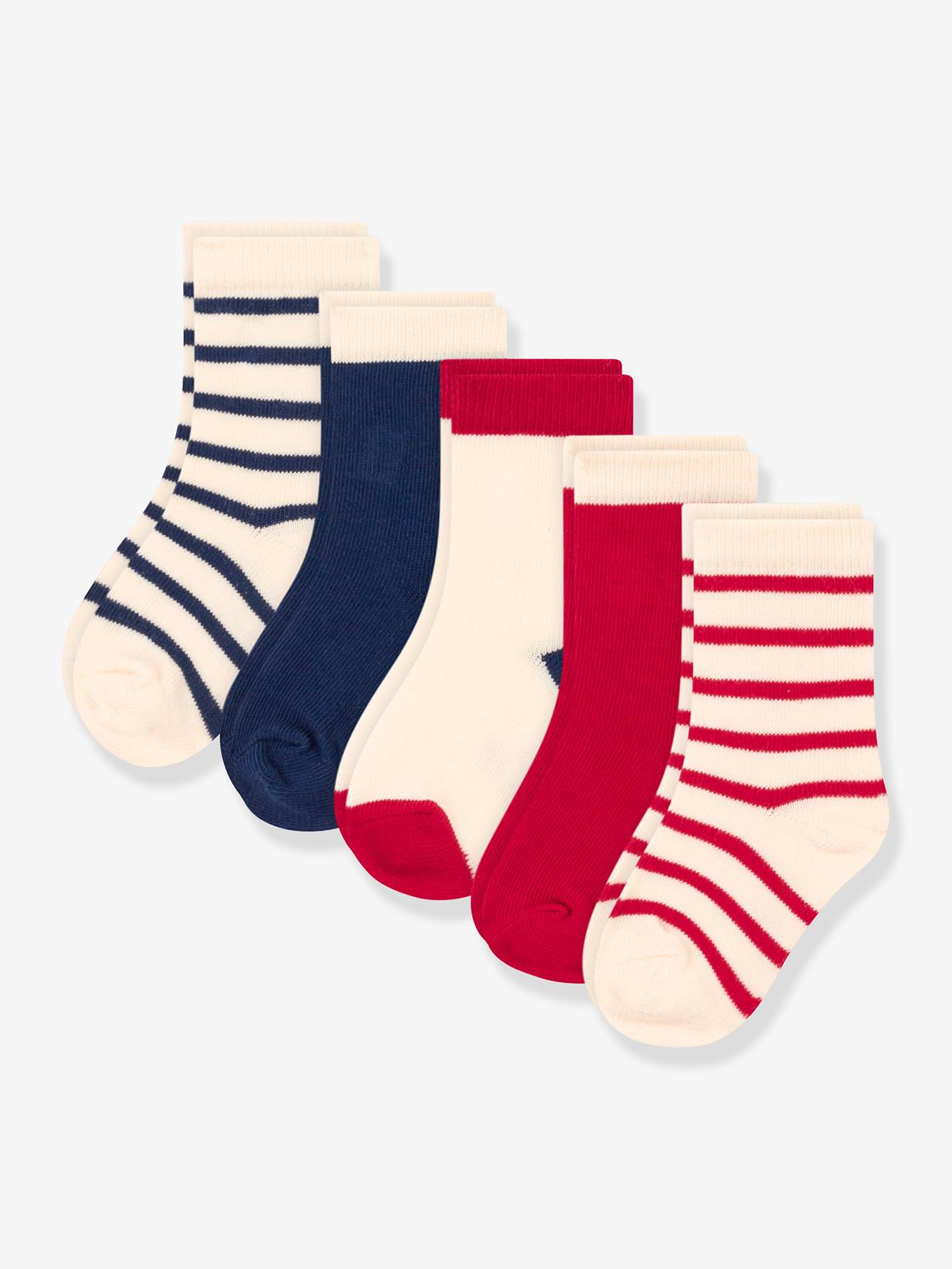 Pack of 5 Pairs of Socks for Children, by Petit Bateau multicoloured