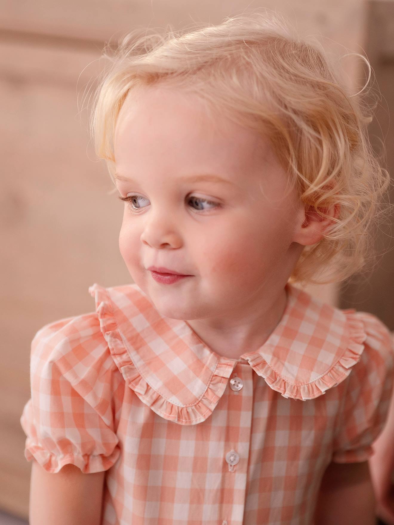 Short Sleeve Gingham Blouse