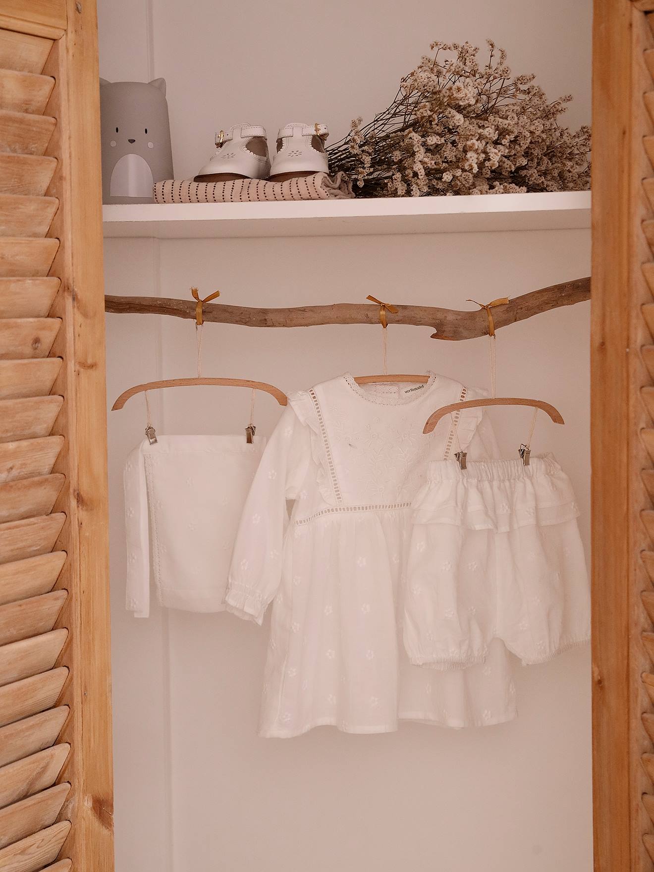 Occasion Wear Ensemble for Babies: Dress, Bloomers and Bonnet white