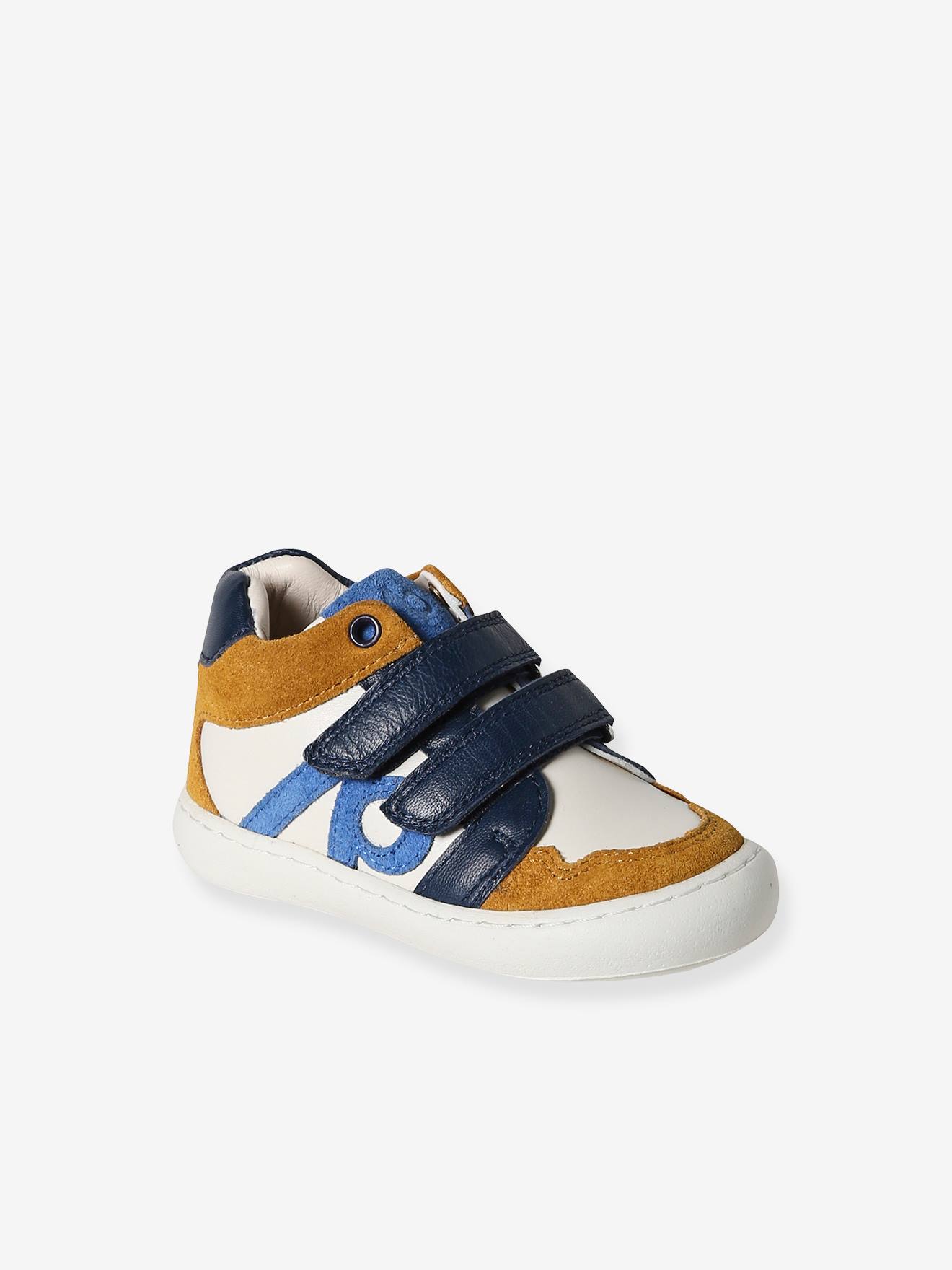 Hook-&-Loop Leather Trainers ecru