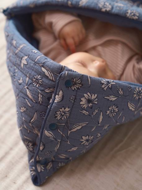 Baby Nest in Cotton Gauze printed blue+WHITE MEDIUM ALL OVER PRINTED 