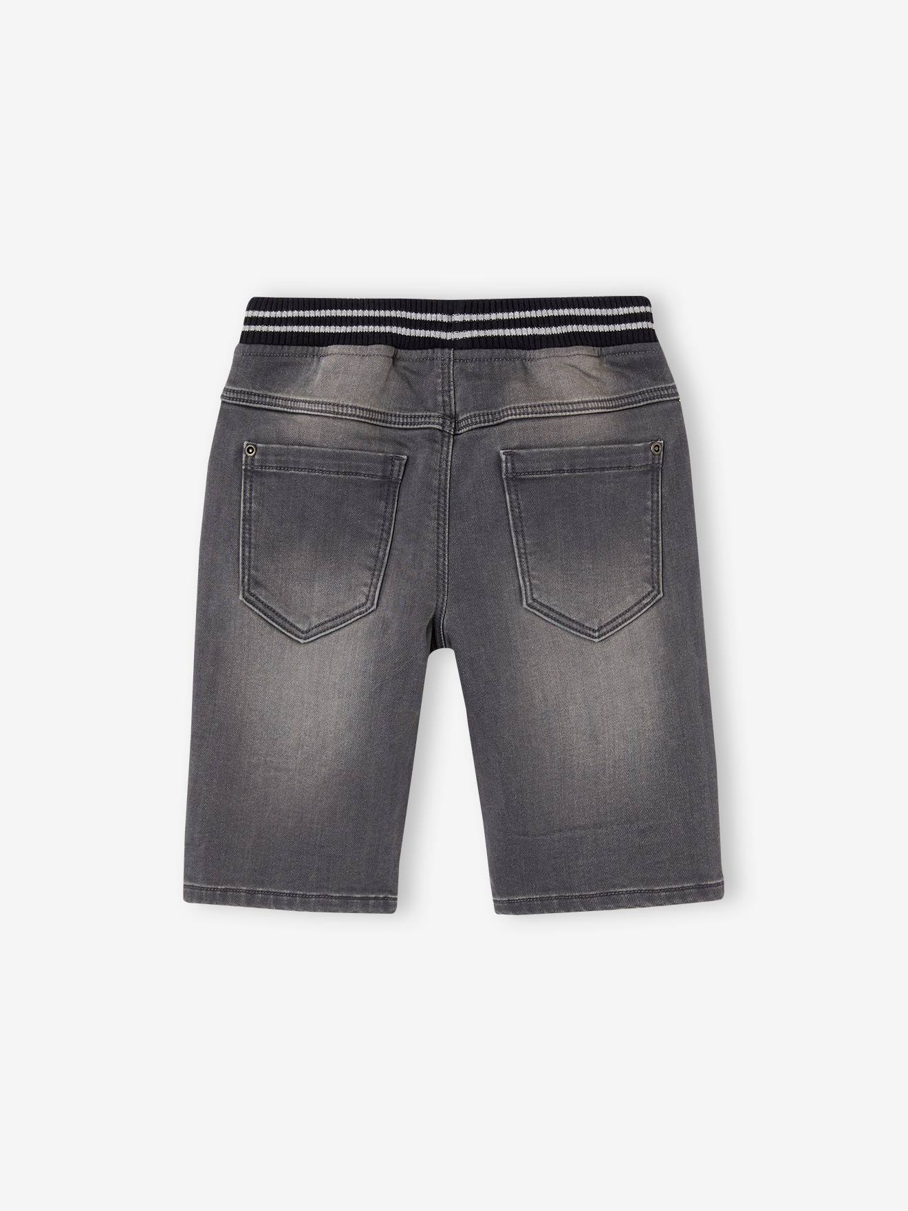 Bermuda Shorts in Denim Effect Fleece for Boys Easy to Put On denim grey