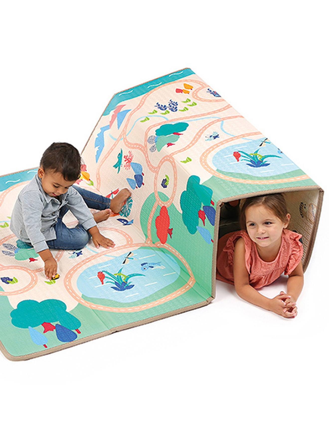Large Foldable Mat, Reversible - LUDI - beige, Toys | Vertbaudet