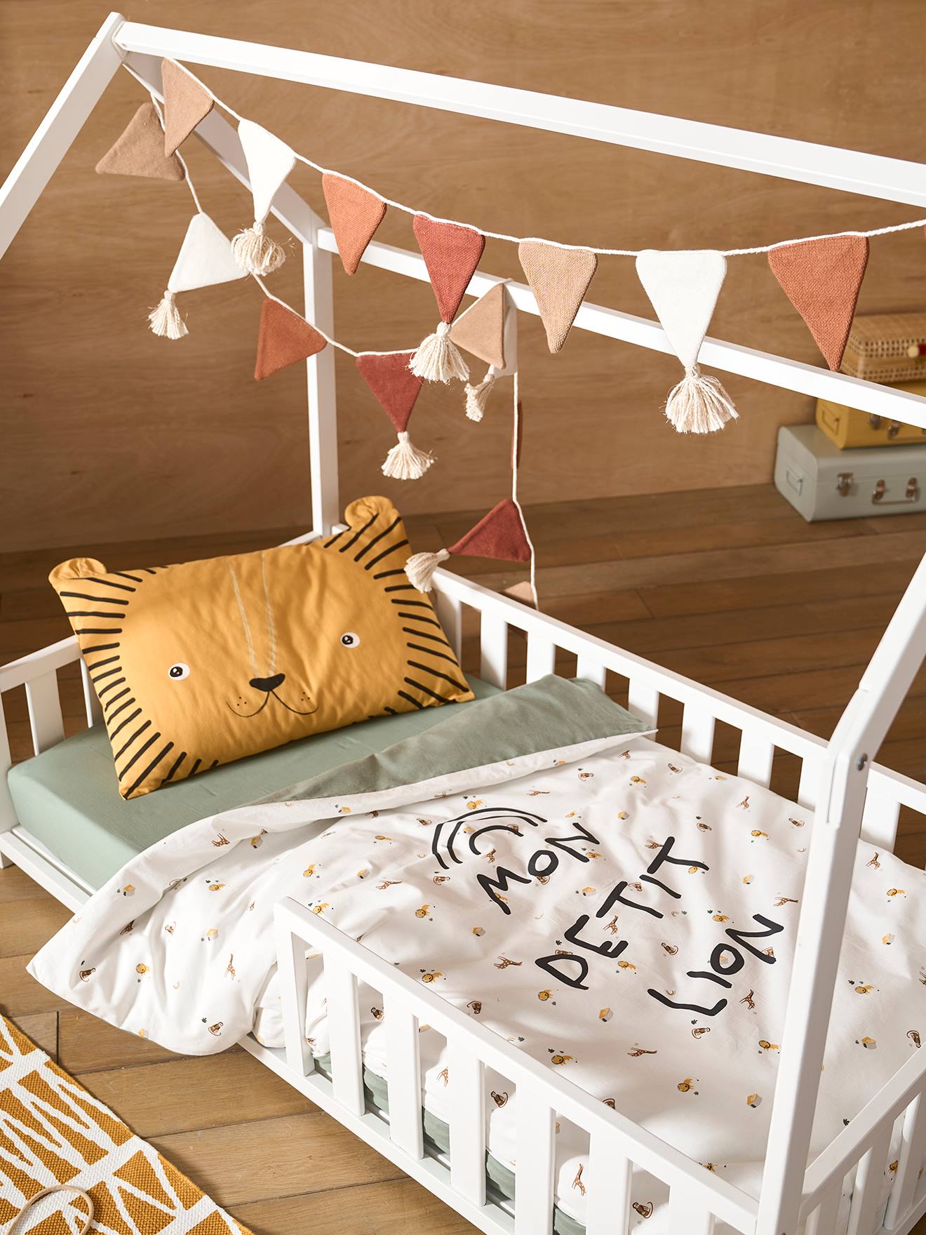 Duvet Cover for Babies Mon petit lion Theme white print