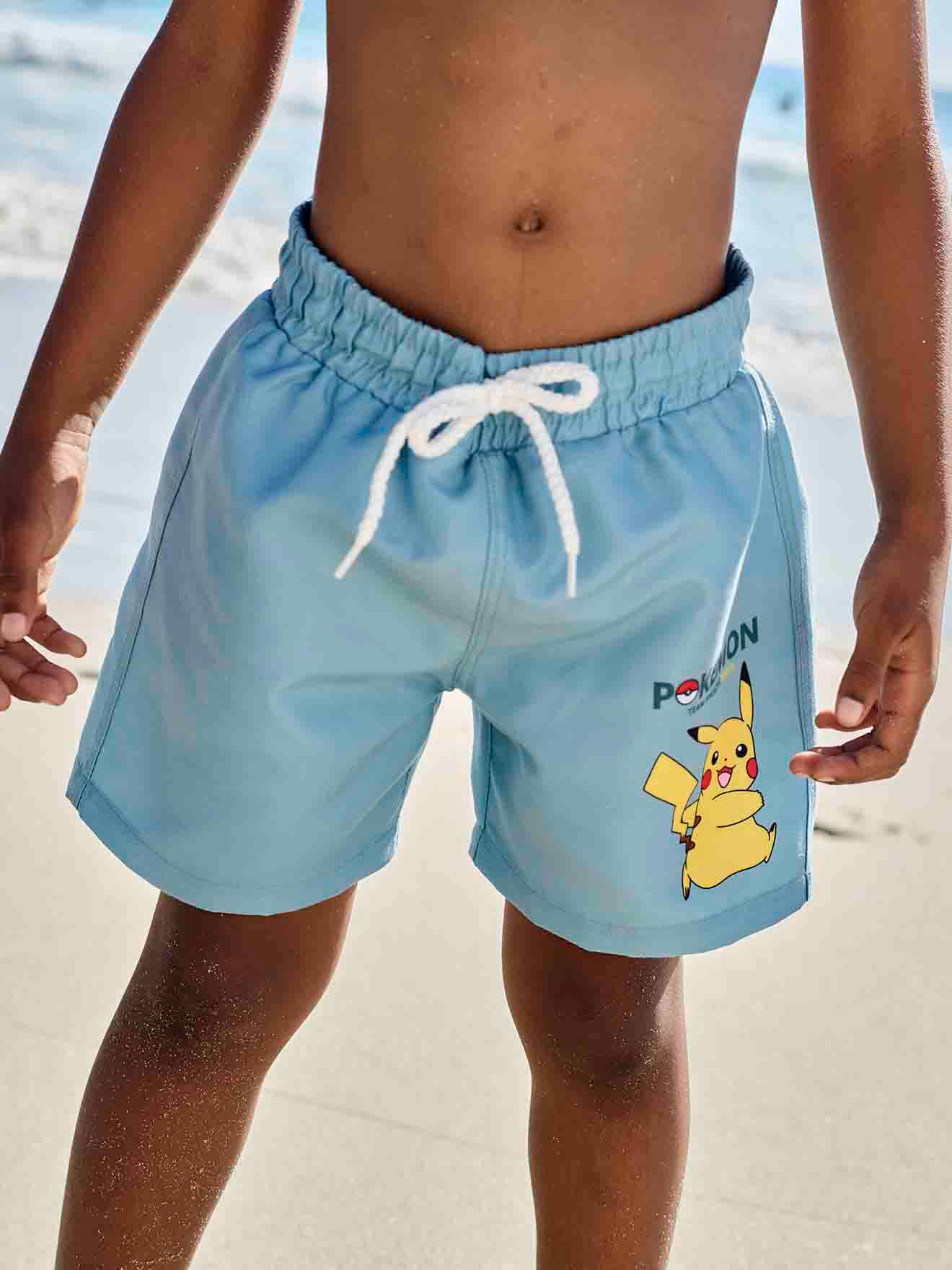 Pokemon Microfibre Swim Shorts for Boys sage green Boys Vertbaudet