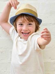 Boys-Three-Tone Panama-Style Hat, Straw-Like, for Boys