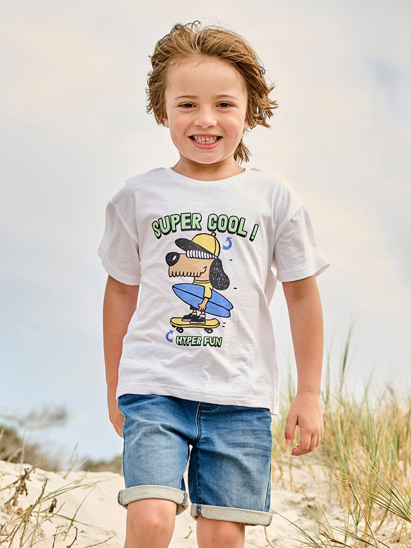 Fun T-Shirt with Animal, for Boys white