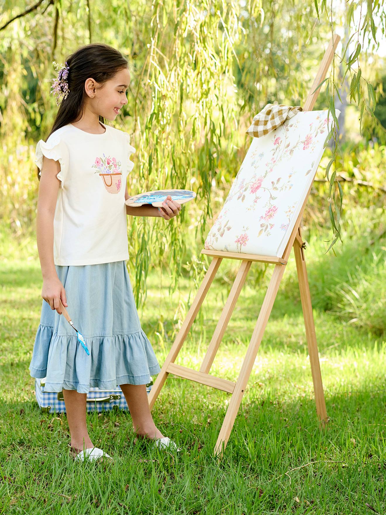 Ruffled Skirt in Lightweight Denim