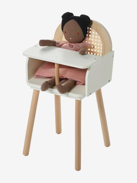 High Chair in FSC® Wood & Wicker Multi+white 