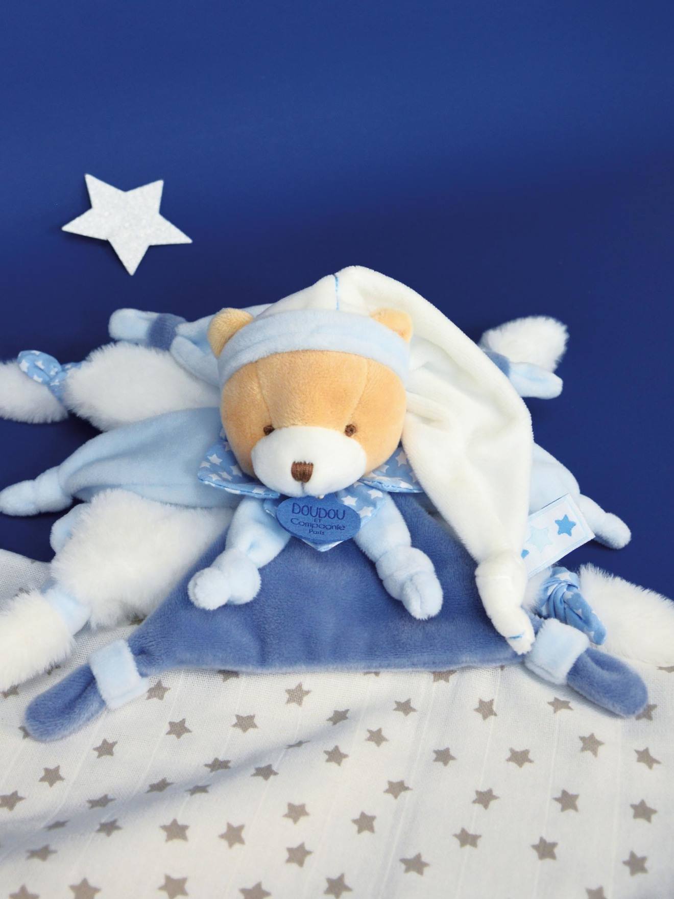 Petit Chou Bear 27 cm Cuddle Cloth DOUDOU ET COMPAGNIE blue Toys Vertbaudet