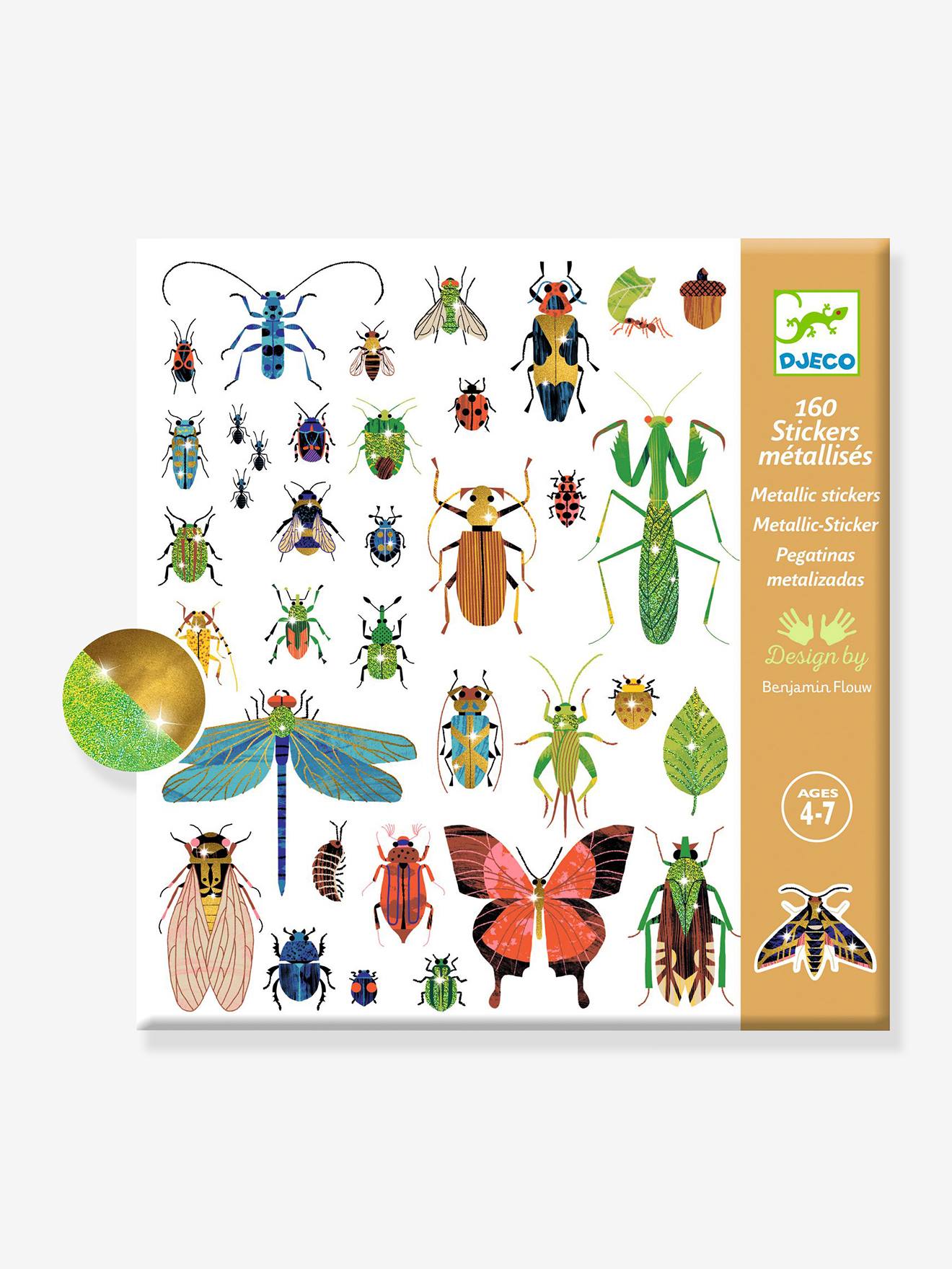 160 Metallic Micro-cosmos Stickers - DJECO multicoloured