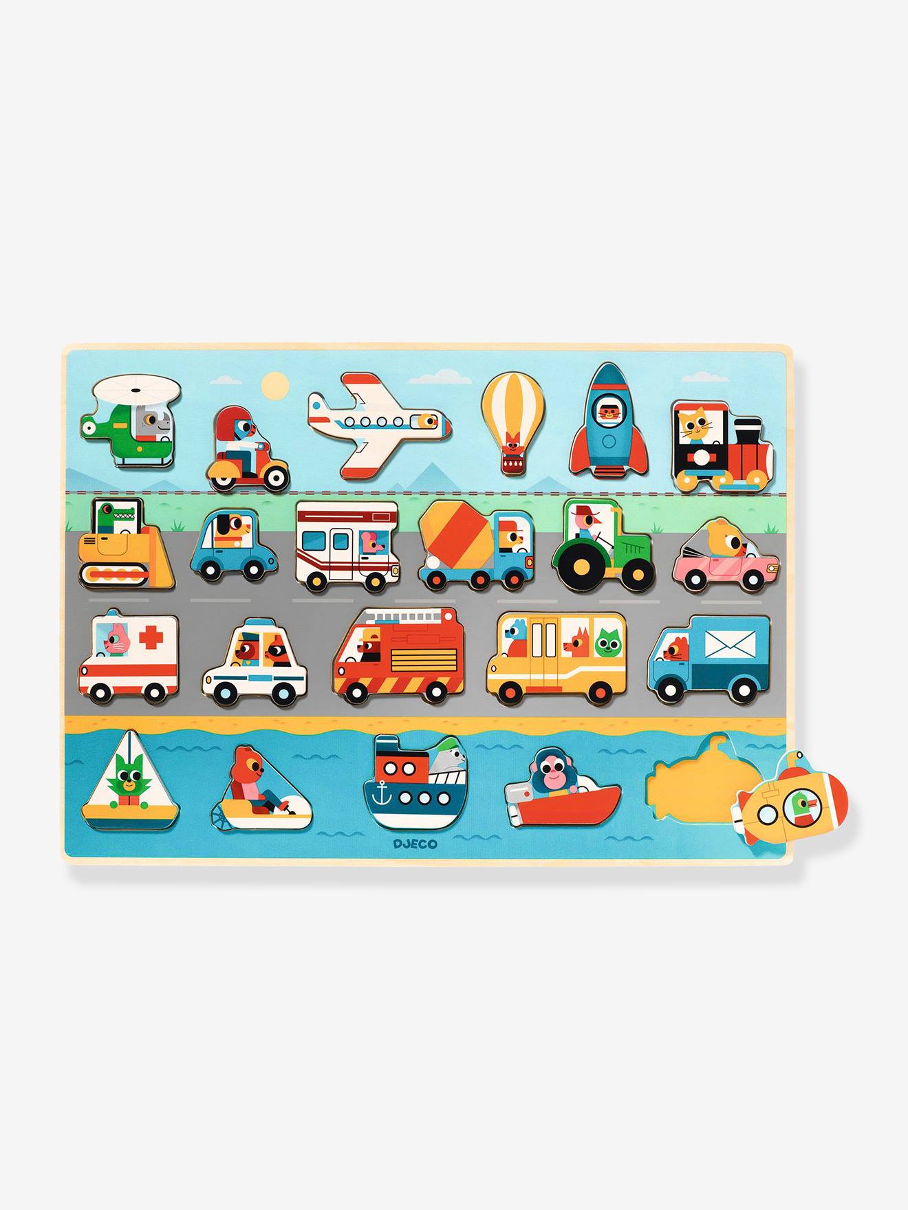 Vroom Puzzle in Wood - DJECO multicoloured