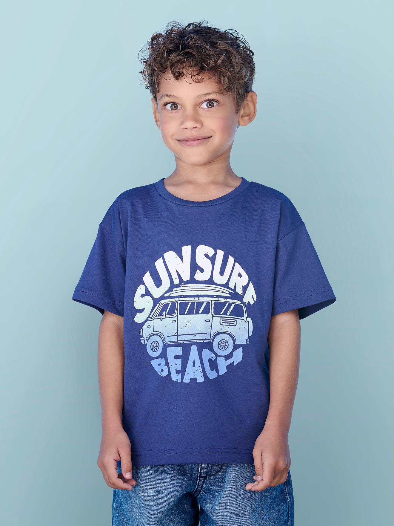 T-Shirt with Holiday Motifs for Boys ink blue