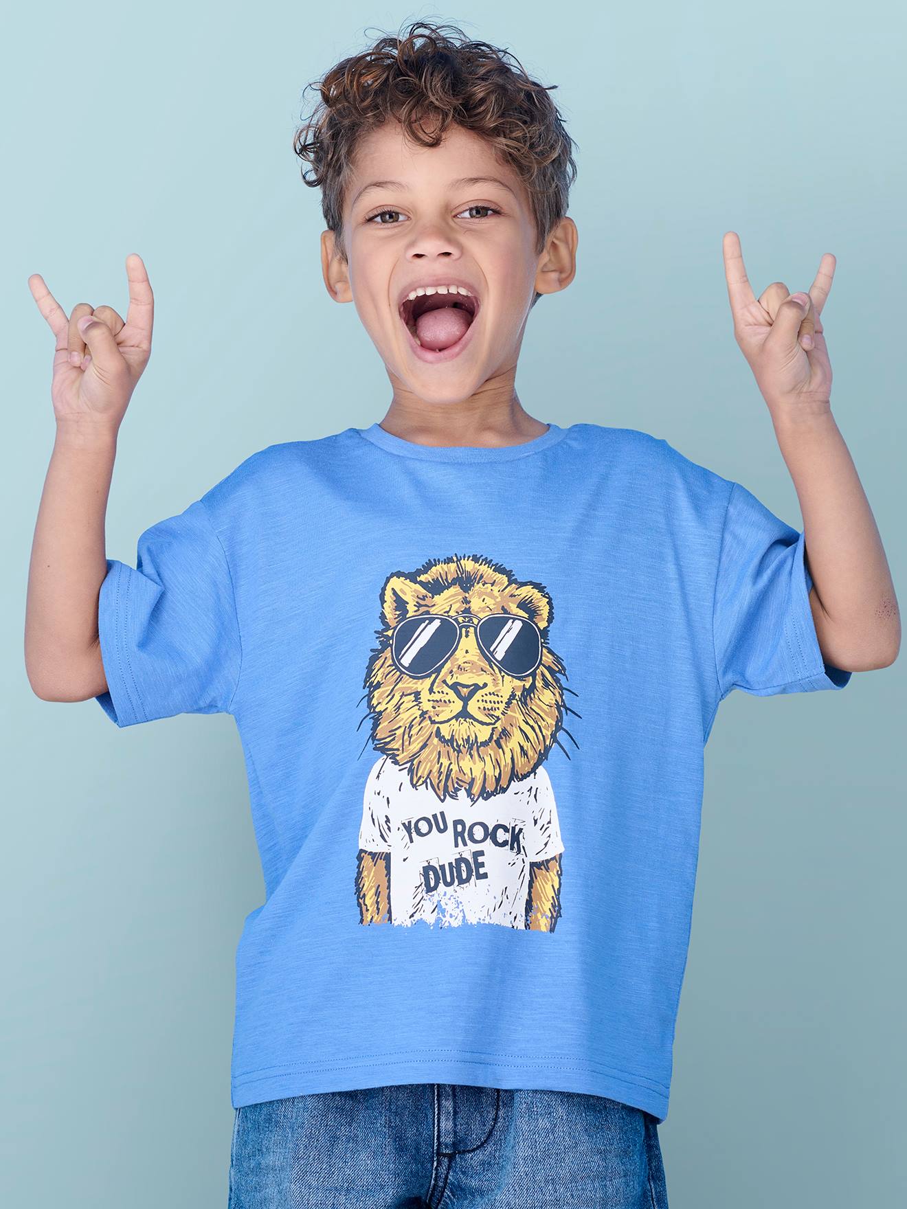 Fun T-Shirt with Animal, for Boys azure
