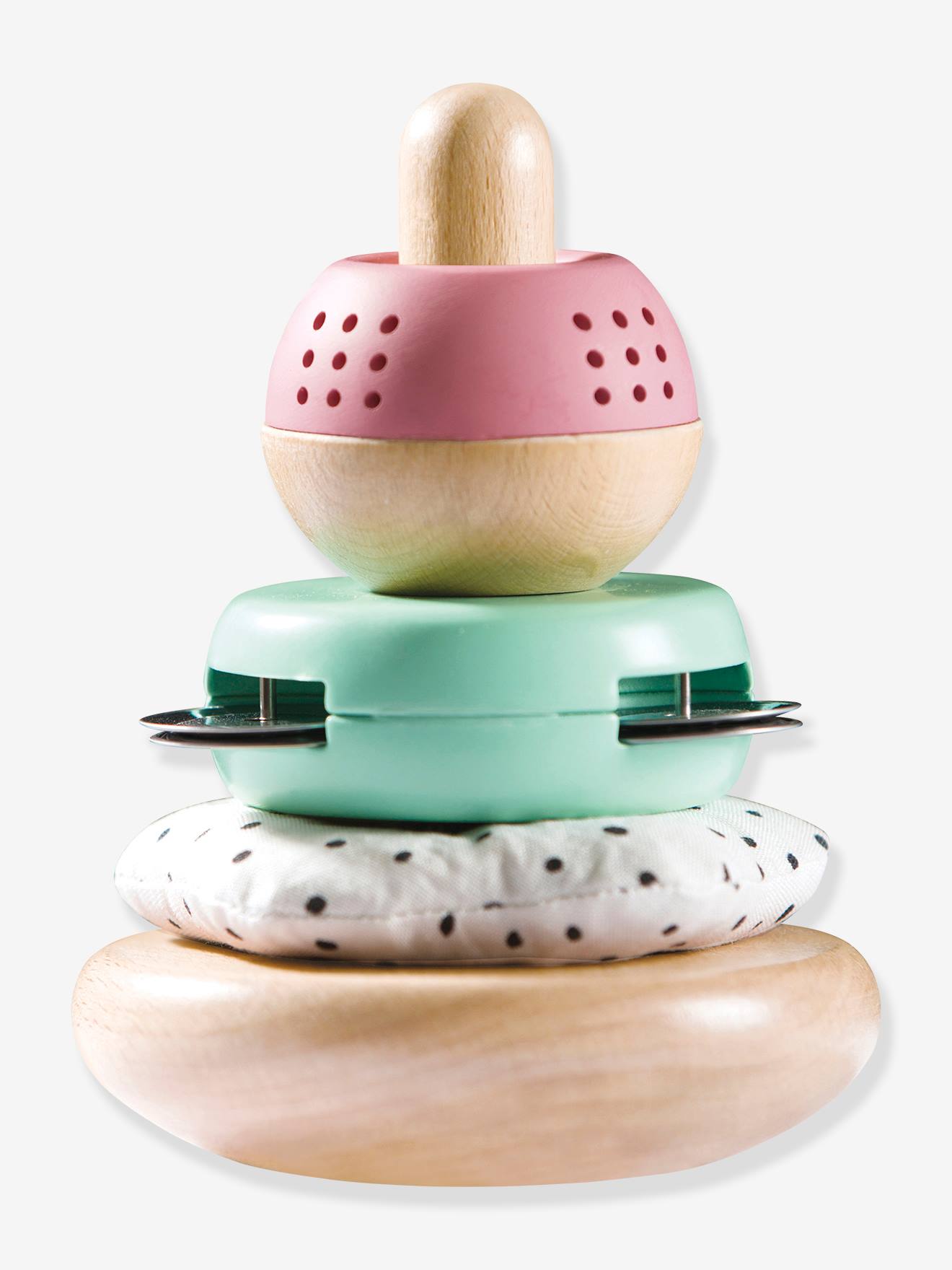 Stacking Pyramid in Wood & Fabric - HAPE multicoloured