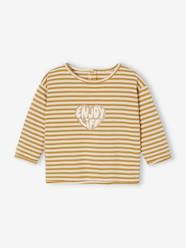 Baby-T-shirts & Roll Neck T-Shirts-Striped Top with Heart, for Babies