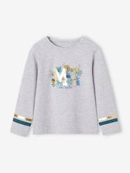 Girls-Tops-T-Shirts-Sports Top with Glittery Tropical Motif for Girls